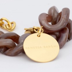 Bracelet FLAT CHAIN TOFFEE MARBLE Doré, Maillons marron caramel