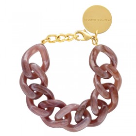 Bracelet FLAT CHAIN TOFFEE MARBLE Doré, Maillons marron caramel VANESSA BARONI