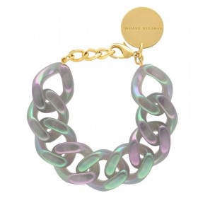 Bracelet FLAT CHAIN IRIDESCENT CLEAR Doré, Maillons gris clair irisés VANESSA BARONI