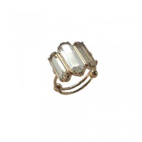 Bague ajustable Or - Trois Pierres barrettes Quartz Lemon - Au Fil De Lo