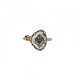 Bague ajustable Or - Pierre Cristal de rohe moyenne