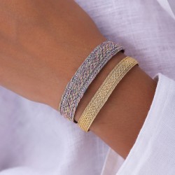 Bracelet ajustable MAXI IZY Gold - fils d'or tressés dorés