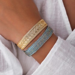 Bracelet ajustable MAXI IZY Gold - fils d'or tressés dorés