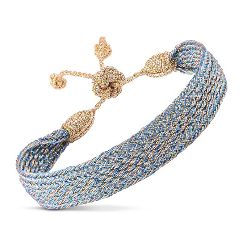 Bracelet ajustable MAXI IZY Gold - fils d'or tressés dorés