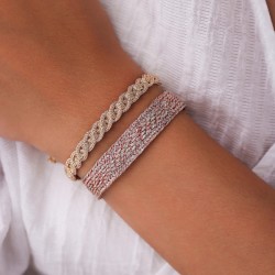 Bracelet ajustable IZY Rose Gold Brick Red - fils d'or tressés rouge doré