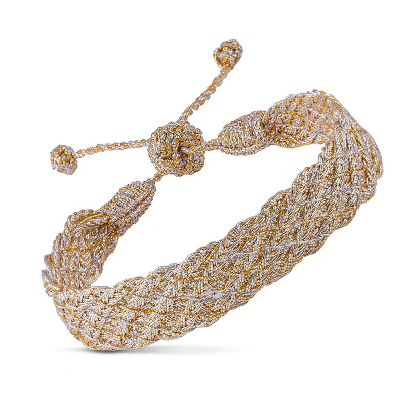 Bracelet LINES 1 Gold and Silver - fils d'or tressés argent doré MAYAAZ