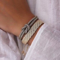 Bracelet LINES 1 Gold and Silver - fils d'or tressés argent doré