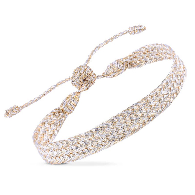 Bracelet ajustable ANIA Gold and Silver - Fils d'or tressés argent doré MAYAAZ