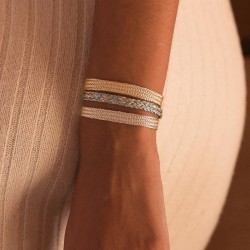 Bracelet ajustable ANIA Gold and Silver - Fils d'or tressés argent doré