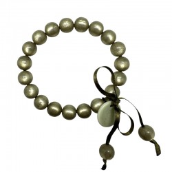 Bracelet élastiqué Perles Résine VERT OLIVE et ruban satin - S - Zoé Bonbon