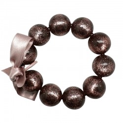 Bracelet élastiqué Perles Résine PRUNE BRILLANT et ruban satin - L - Zoé Bonbon