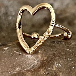 Bague ajustable Or - Grand coeur & Citrines