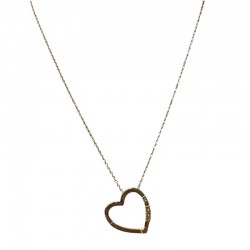 Collier court ajustable Or - Pendentif grand coeur & Citrines