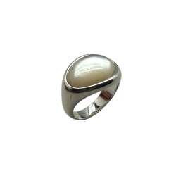 Bague en argent & Nacre blanche ovale design TAILLE 56