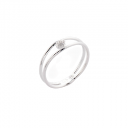 Bague en argent - Deux anneaux & Pavé rond zircons - CANYON