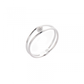 Bague en argent - Deux anneaux & Pavé rond zircons - CANYON