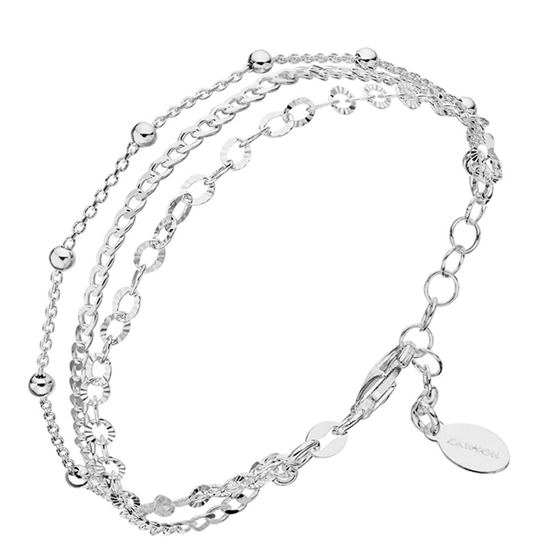 Bracelet fin multirangs en Argent - Chaîne boules & Chaînes maillons - CANYON