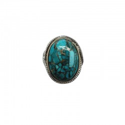 Grosse bague argent doré & Turquoise cabochon ovale TAILLE 58