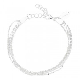 Bracelet fin multirangs en Argent - Chaîne maillons plats & Mini-boules - CANYON