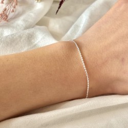 Bracelet fin en Argent - Chaîne maillons micro-cubes