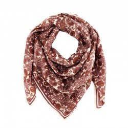 Foulard en voile de coton - ARABESQUE BORDEAUX - Gabrielle Paris