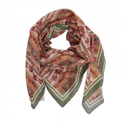 Foulard en voile de coton - ARABESQUE OLIVE - Gabrielle Paris