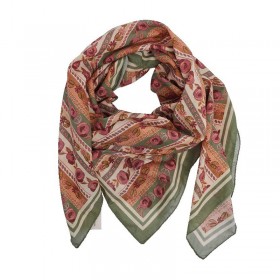 Foulard en voile de coton - ARABESQUE OLIVE - Gabrielle Paris