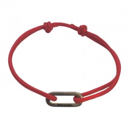 Bracelet Cordon tressé serré rouge & Maillon ovale MY DAD - Loop And Co