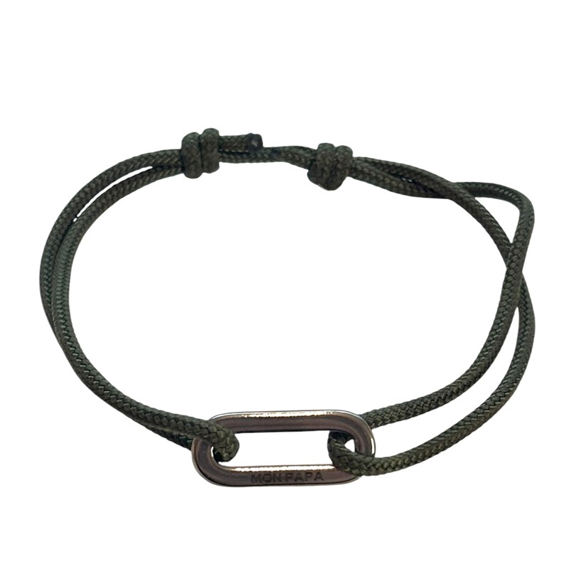 Bracelet Cordon message noir - Maillon ovale gravé MY DAD - Loop And Co