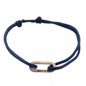 Bracelet Cordon message bleu marine - Maillon ovale gravé MY DAD - Loop And Co