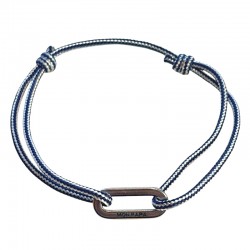 Bracelet Cordon message bleu et blanc - Maillon ovale gravé MY DAD - Loop And Co