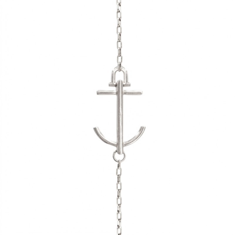 Bracelet fin chaîne plaqué argent SLIM ANCHOR CHAIN - Ancre marine CXC BIJOUX