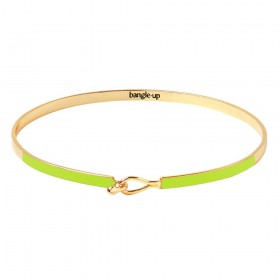 Bracelet jonc fermé fin LILY - Email vert flash doré - BANGLE UP