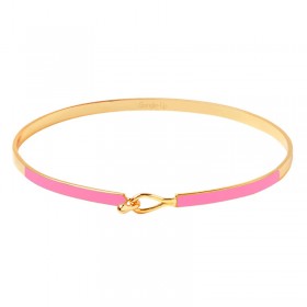 Bracelet jonc fermé fin LILY - Email rose candy doré - BANGLE UP