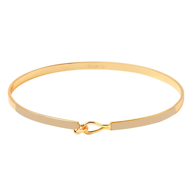 Bracelet jonc fermé fin LILY - Email beige mastic doré - BANGLE UP