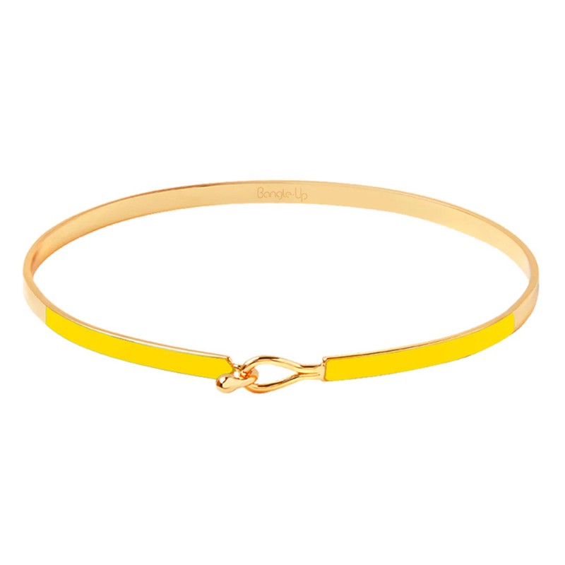 Bracelet jonc fermé fin LILY - Email jaune sunny doré - BANGLE UP