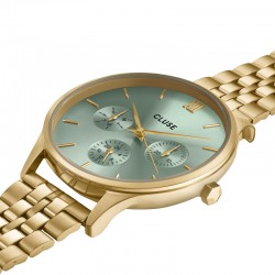 Montre Minuit Multifonction Steel, Sage Green Gold colour, cadran rond or