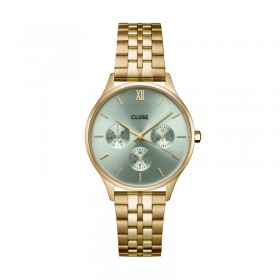 Montre Minuit Multifonction Steel, Sage Green Gold colour, cadran rond or - CLUSE