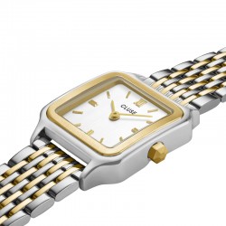 Montre Gracieuse Petite Double Steel White, Bicolore carré, bracelet oyster