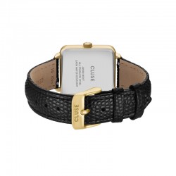 Montre Tetragone Multifunction Leather black Lizard, Gold, cadran carré ivoire