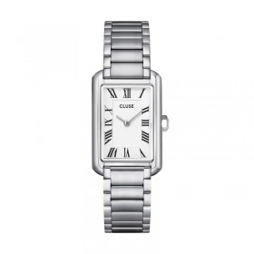 Montre Belisenna Steel White, Silver Color, cadran rectangle blanc & bracelet oyster - CLUSE