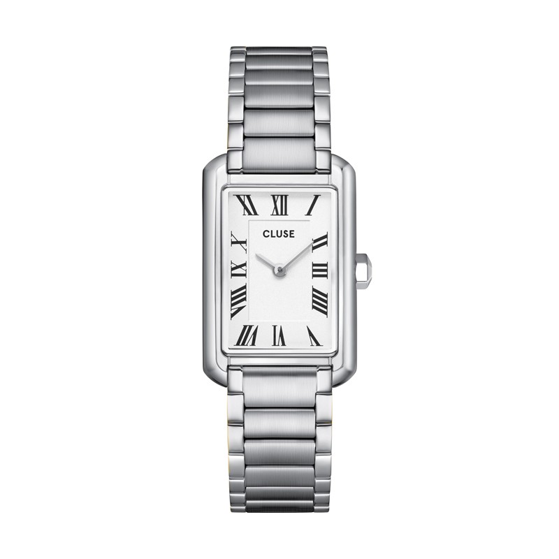 Montre Belisenna Steel White, Silver Color, cadran rectangle blanc & bracelet oyster - CLUSE