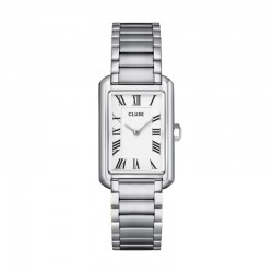 Montre Belisenna Steel White, Silver Color, cadran rectangle blanc & bracelet oyster