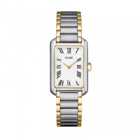 Montre Belisenna Steel White, Bicolour, cadran rectangle blanc & bracelet oyster - CLUSE