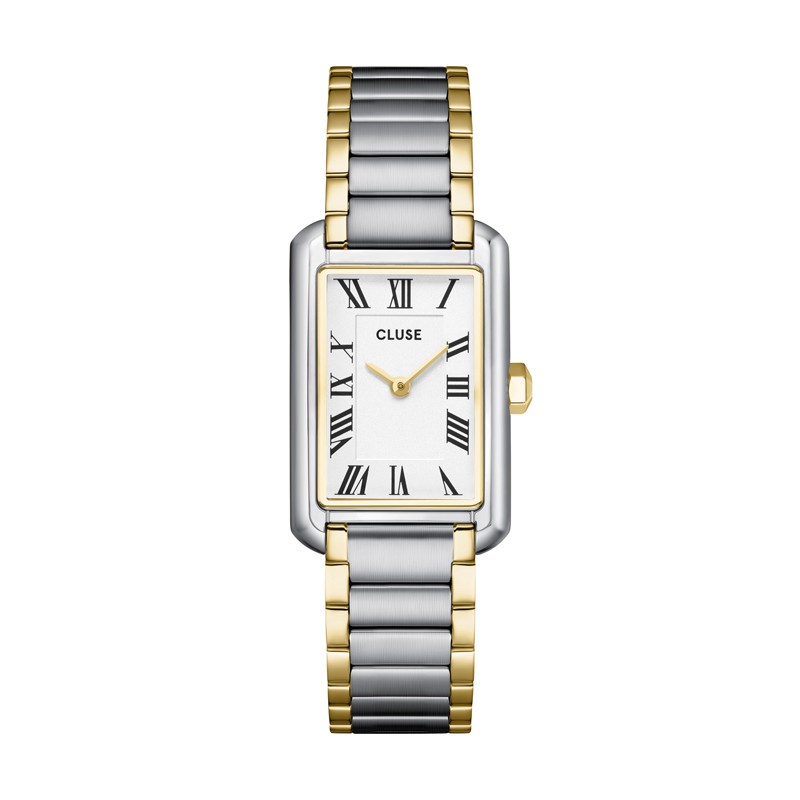 Montre Belisenna Steel White, Bicolour, cadran rectangle blanc & bracelet oyster - CLUSE