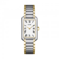 Montre Belisenna Steel White, Bicolour, cadran rectangle blanc & bracelet oyster