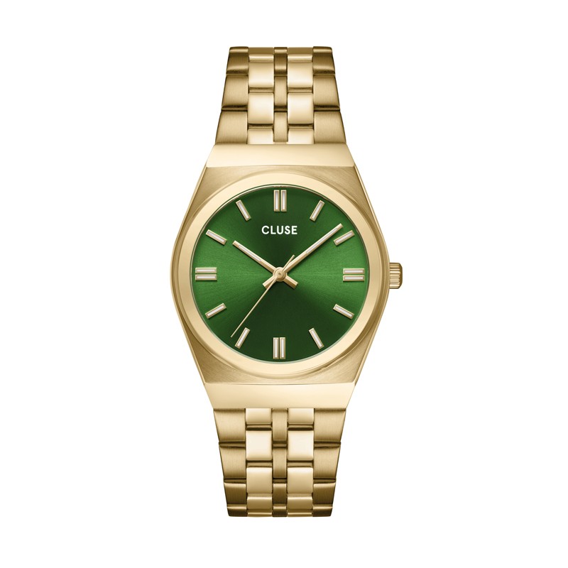 Montre Retro 70s Steel Forest Green, Gold Colour, cadran rond vert - CLUSE