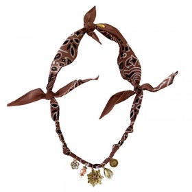 Collier bandana Poétic Blush marron glacé doré - Charms perles & Fleur - BADHANATI