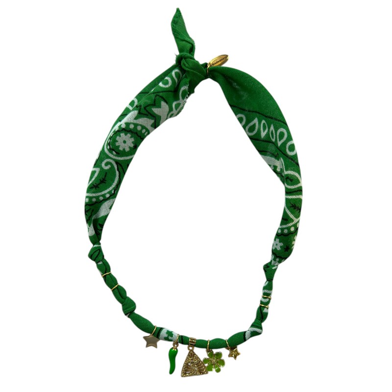 Collier bandana Wild Desert vert foncé doré - Charms & Triangle lune