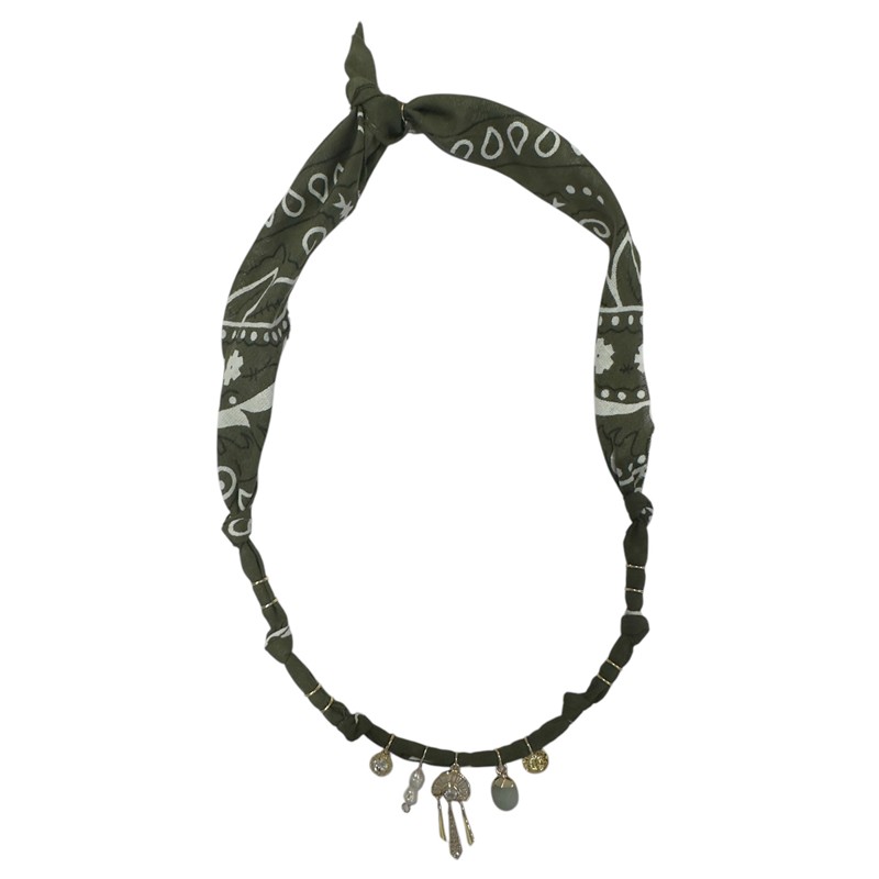 Collier bandana Wild Desert kaki doré - Charms & Coiffe amérindienne